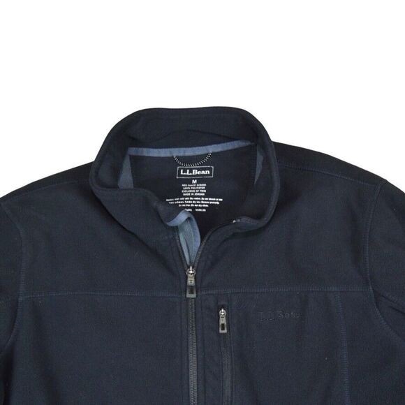 LL Bean Men's Polar Tec Micro Fleece Full Zip Jacket Size M Black 248581 - Picture 3 of 5